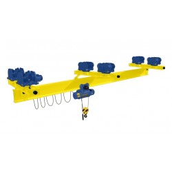 Электрическая двухпролетная кран-балка подвесная г/п 1 тонна пролет 7,5+7,5 метров