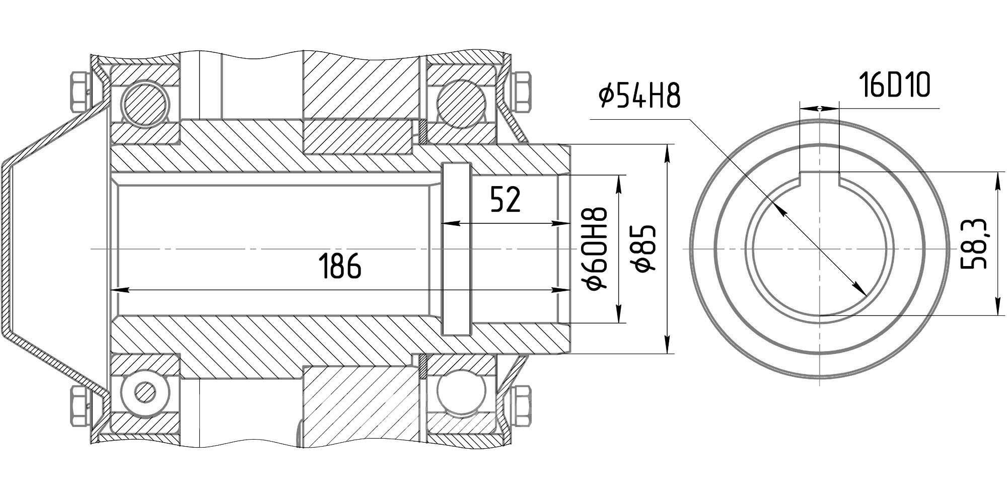 мотор-редуктор А-400 чертеж вала