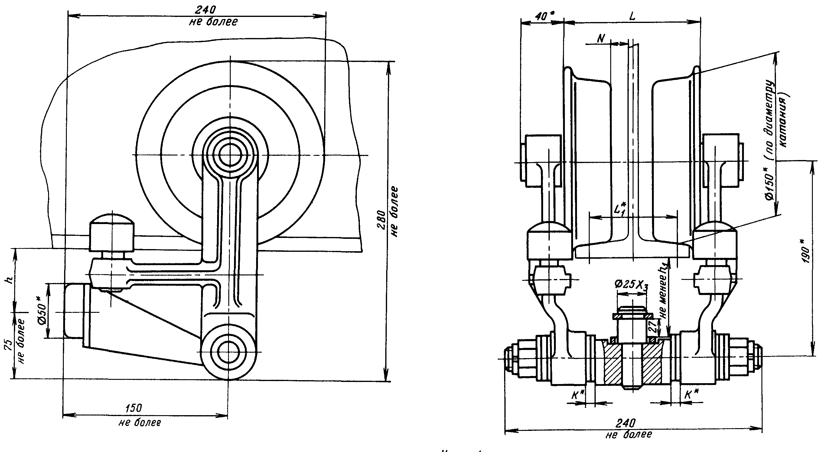 Чертеж холостой тележки ТШН-2