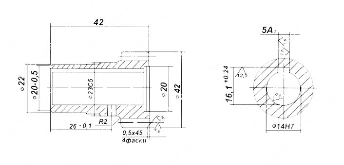 Чертеж шестерни 102с-46 (986131.005) тележки ТШП-25 (РВЦ-320)