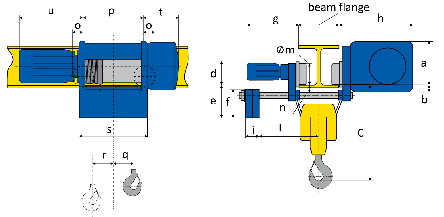 Чертеж тельфера 1 MT 305 H14 V8 2/1 S L
