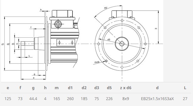 Чертеж фланца электродвигателя МА 100 L-6B