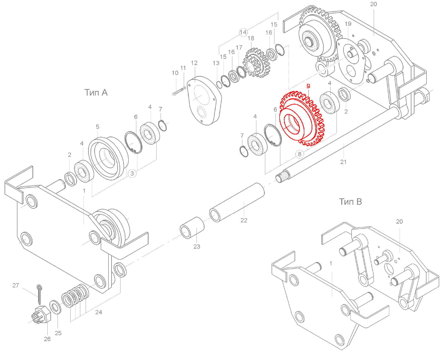 Колесо ходовое ведущее тельфера Болгария 0,5-1 т тележки ЕК артикул 100.131.00